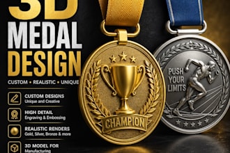 design custom 3d medals and coins for manufacturing