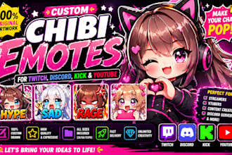 draw cute chibi emotes for twitch, kick, discord and youtube