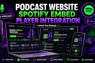 build podcast website, podcast player integration, spotify podcast embed setup