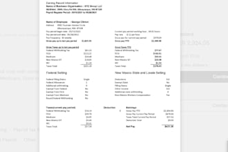 prepare employee payroll stub