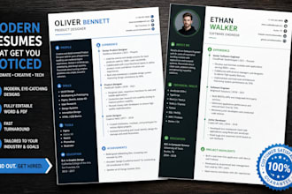 design a modern, eye catching resume for creative and professional roles