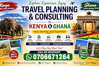 help with travel planning and consulting to different parts of kenya and ghana,