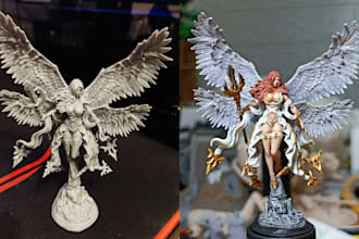 3d print and paint custom model, miniatures and warhammer figurines model