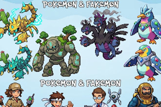 do pixel art sprite pokemon fakemon trainer sprite sheet pixel animation tileset