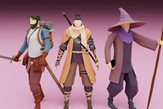 create game ready 3d low poly character models