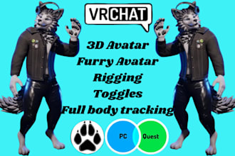 create custom furry 3d avatar for vrchat vtuber with blender rigging