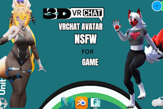 create stunning vrchat  anime furry protogen nsfw avatar with full rig pc quest