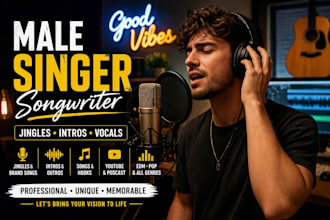 produce male vocals edm vocalist pop singer rock singer, jingles and intros