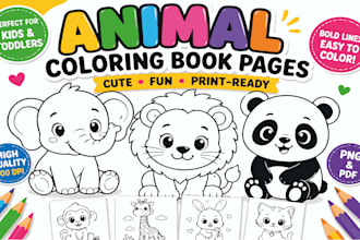 create cute animal coloring book pages