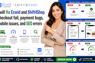 fix ecwid shift4shop checkout fail payments bugs mobile issues SEO errors