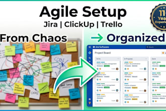 set up agile scrum workflow in jira, clickup or trello