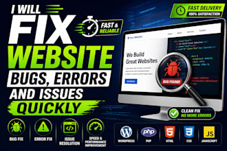 fix website bugs, errors and issues quickly