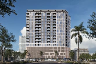 renovate commercial skyscraper building, skyline tower,high rise exterior render