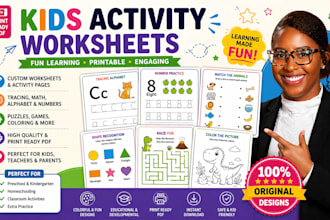 create preschool kindergarten worksheets, tracing, coloring and activity page