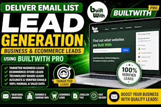 deliver email list lead generation, business ecommerce leads with builtwith pro
