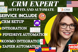 setup, automate and integrate your pipedrive, hubspot or kommo CRM