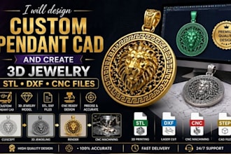 design custom pendant cad and create 3d jewelry cad design in rhinos with cnc
