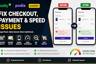 sellfy podia checkout bug payment fail slow load mobile issue seo fix cart drop