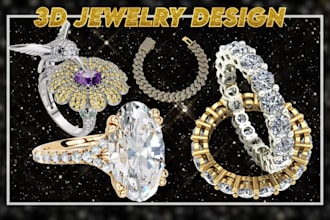 design 3d cad jewelry, keychain, cuban chain, necklace, ring and pendant in stl