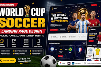 build world cup soccer langing page design booking football game jersey website
