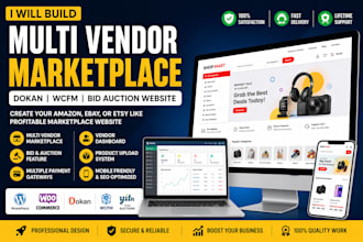 build multi vendor ecommerce marketplace dokan wcfm bid auction website services