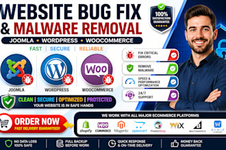 fix joomla bug critical error malware removal wordpress bug fix woocommerce bug