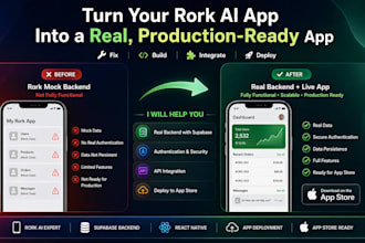 fix your rork app bugs and connect to a real supabase backend, rork ai app