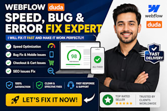 webflow duda speed bug mobile fix checkout error seo issue cart problem fix