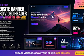design website banner, hero video header, ads, GIF, ai website hero video