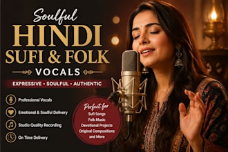 sing soulful hindi sufi folk vocals for your song