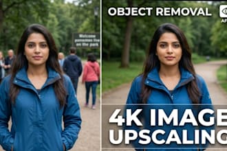 provide professional 4k image upscaling and object removal