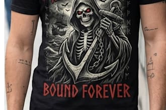 create edgy horror skeleton streetwear tshirt design