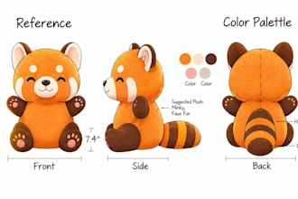 create plush reference sheet plushie design sheet for sewing