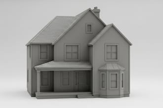 do realistic 3d house model exterior for rendering animation and printings