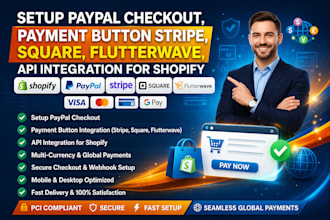 setup paypal checkout payment button flutterwave API integration for shopify