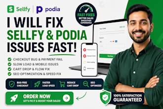 sellfy podia checkout bug payment fail slow load mobile issue seo fix cart drop
