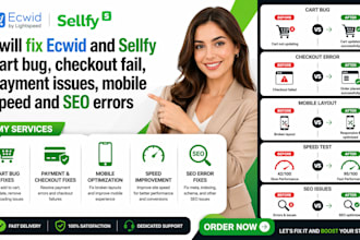 fix ecwid selly cart bug checkout error payment isses mobile speed SEO errors