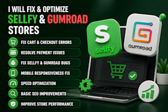 sellfy and gumroad bug fix cart checkout payment issue  speed SEO fix