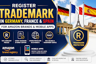 register trademark in germany, france and spain for amazon brands and mobile app