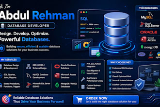 design and develop microsoft sql server database, mysql, nosql
