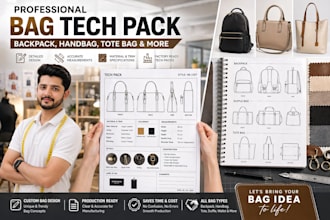 create bag tech pack backpack handbag tote bag design for production