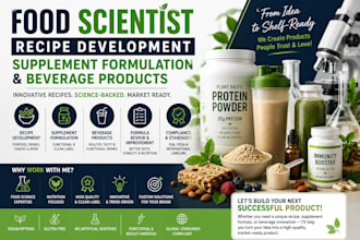 food scientist, recipe development, supplement formulation and beverage products