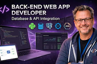 develop backend web app with rest API and database integration as your developer