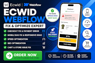 ecwid webflow checkout fix payment error mobile bug speed seo cart issue store