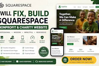 fix build squarespace nonprofit website charity organisation fundraising website
