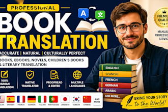 book translation english, spanish french, german arabic ebook  novel translator