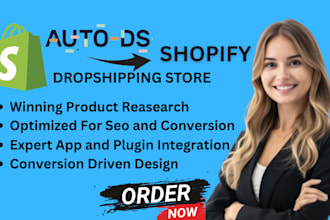 setup automated shopify dropshipping store  website design with autods