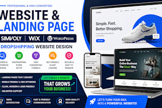 build simvoly website wix landing page wordpress dropshipping website design