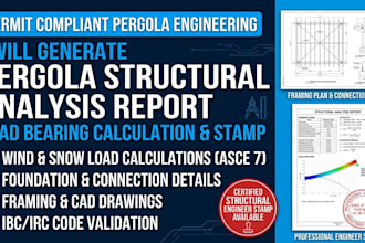 design pergola structural analysis report load bearing calculation stamp
