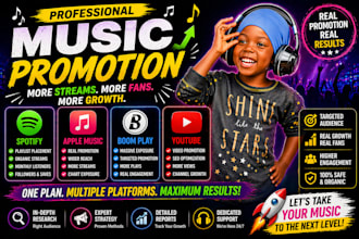 promote music on spotify, apple music, boomplay, youtube SEO expert and radio